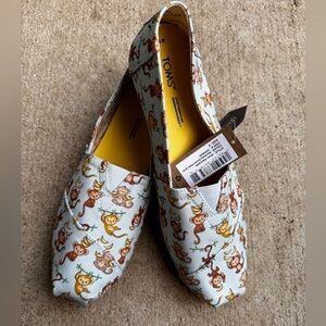 NWT TOMS Blue Monkey Business Printed Canvas - WMN size 9
